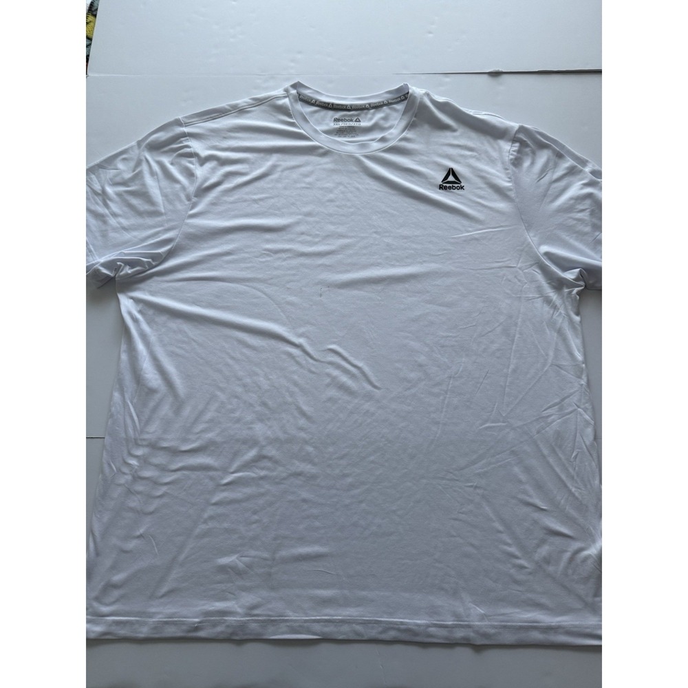 Reebok Men T-Shirt 3XL Performance White Stretch Athletic Tee Logo Activewear